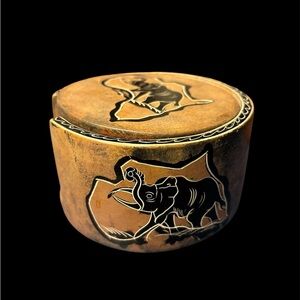 Handmade Hand painted pottery six coasters, Safari, African